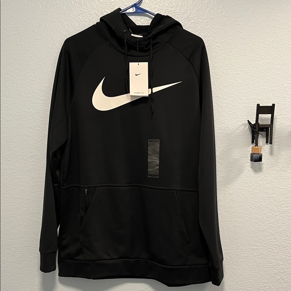 Nike Therma-Fit Black Hoodie with White Logo